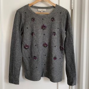 LOFT Gray Beaded Sweatshirt /Sweater - S